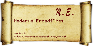 Mederus Erzsébet névjegykártya